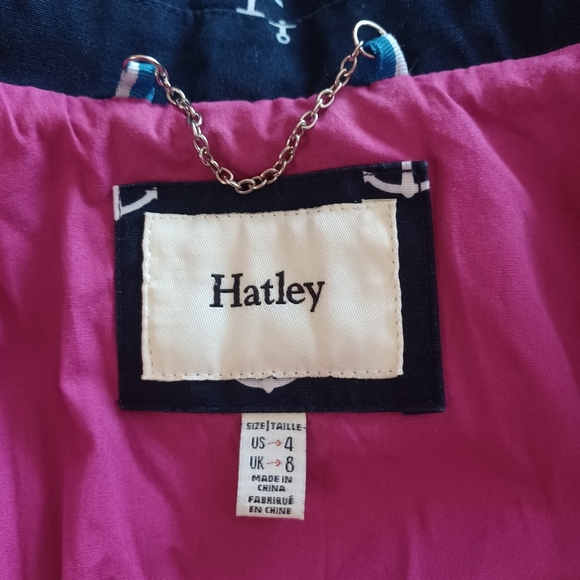 Hatley Nautical Fitted Navy Raincoat Trench Jacket with Anchor Print US 4 - Picture 10 of 12